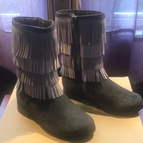 L’Amour Sierra Leather Fringe Tall Boot, Size 10 - Picture 6 of 12